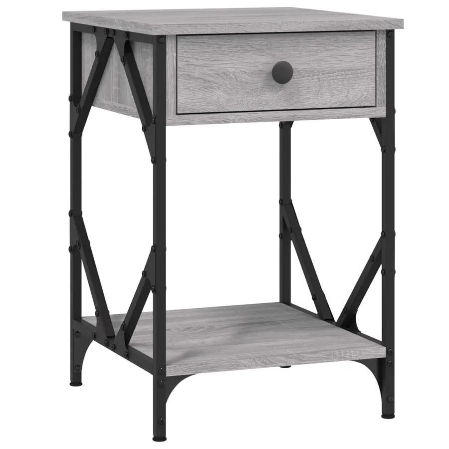 Table de chevet sonoma gris 40x42x60 cm bois d'ingénierie - 2
