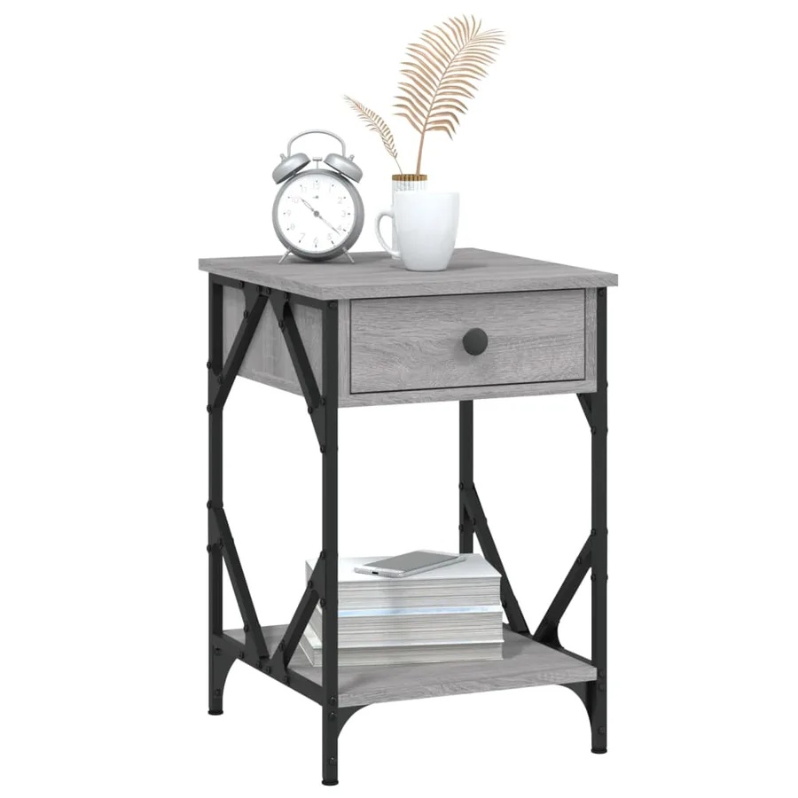 Table de chevet sonoma gris 40x42x60 cm bois d'ingénierie - 4