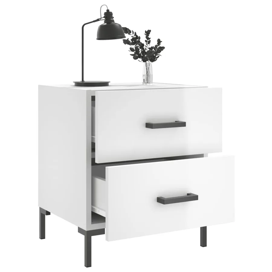 Tables de chevet 2 pcs blanc brillant 40x35x47,5 cm - 3
