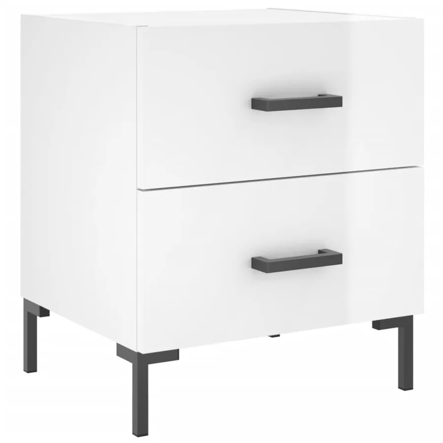 Tables de chevet 2 pcs blanc brillant 40x35x47,5 cm - 5
