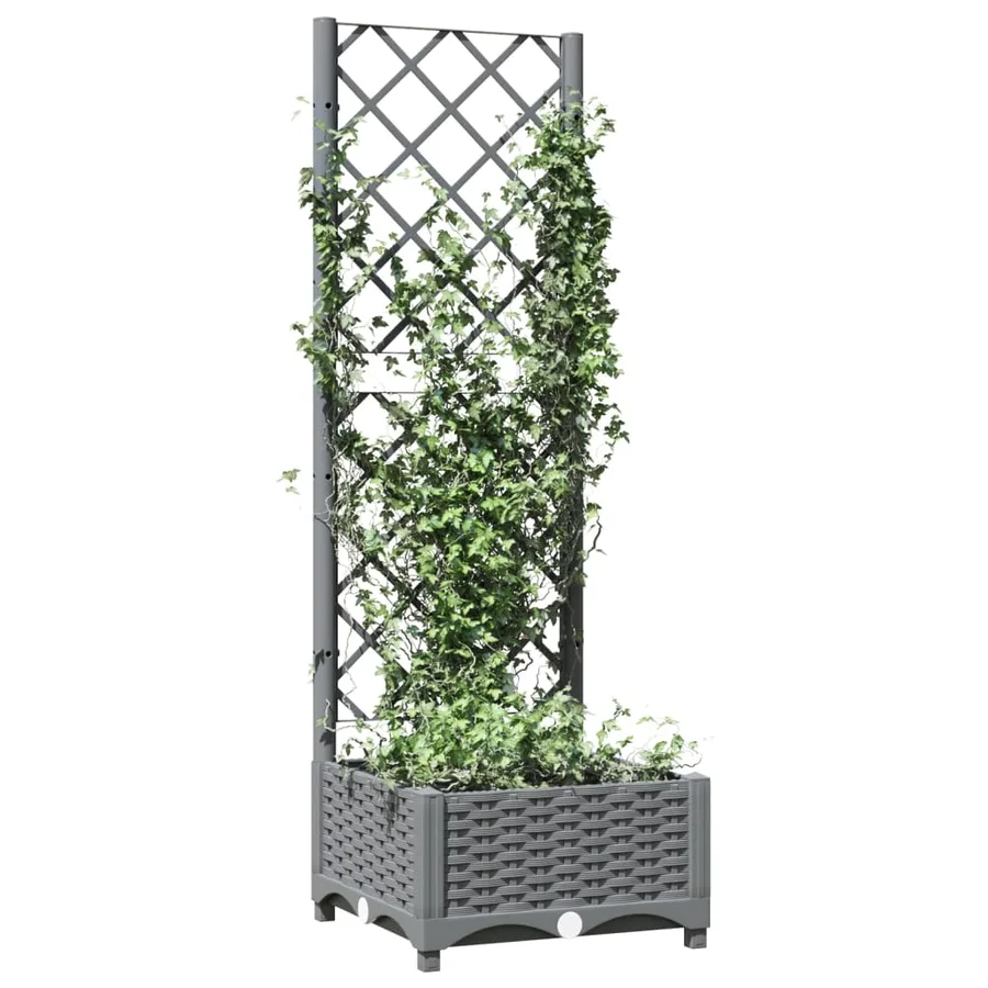 Jardinière avec treillis Gris clair 40x40x121,5 cm PP - 7