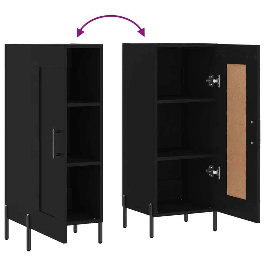 Buffet Noir 34,5x34x90 cm Bois d'ingénierie - 9