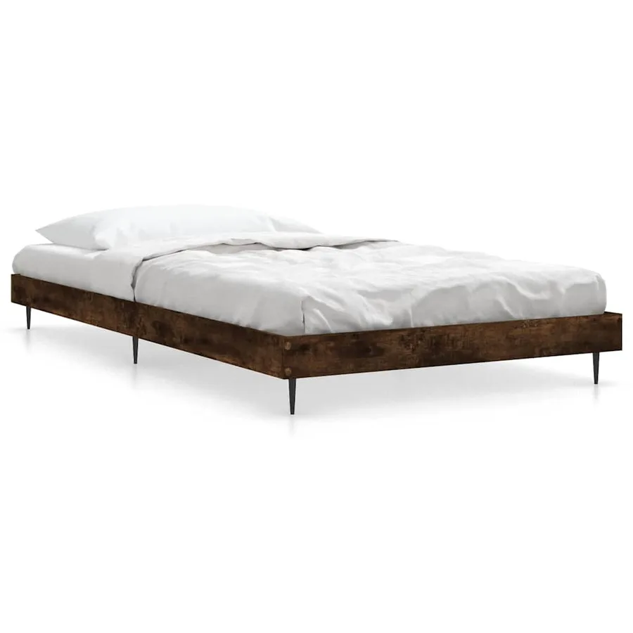 Cadre de lit sans matelas chêne fumé 90x200cm bois d'ingénierie - 2