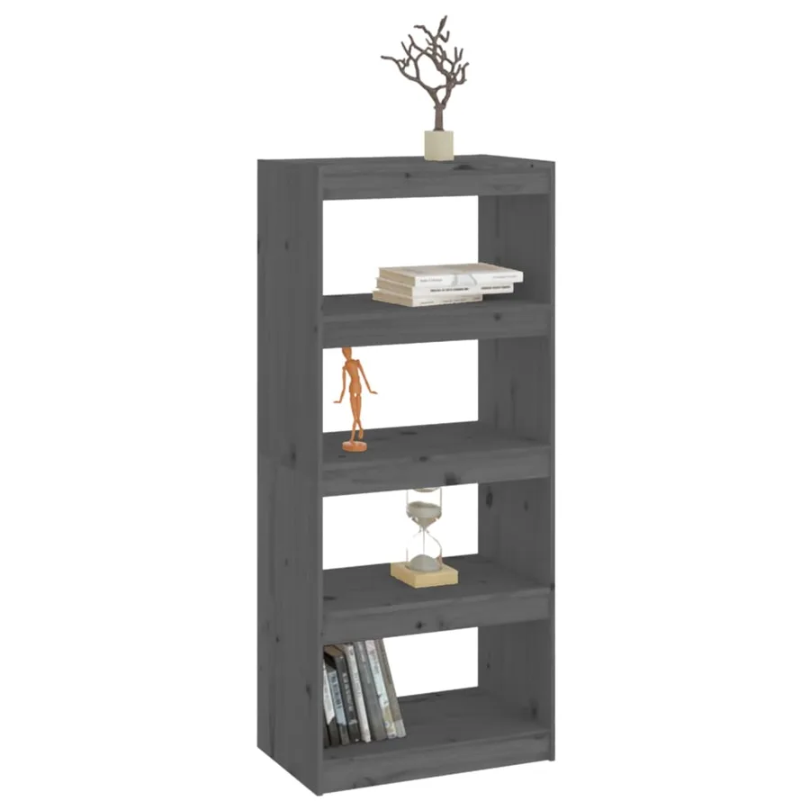 Bibliothèque/Séparateur de pièce Gris 60x30x135,5 cm Pin massif - 4