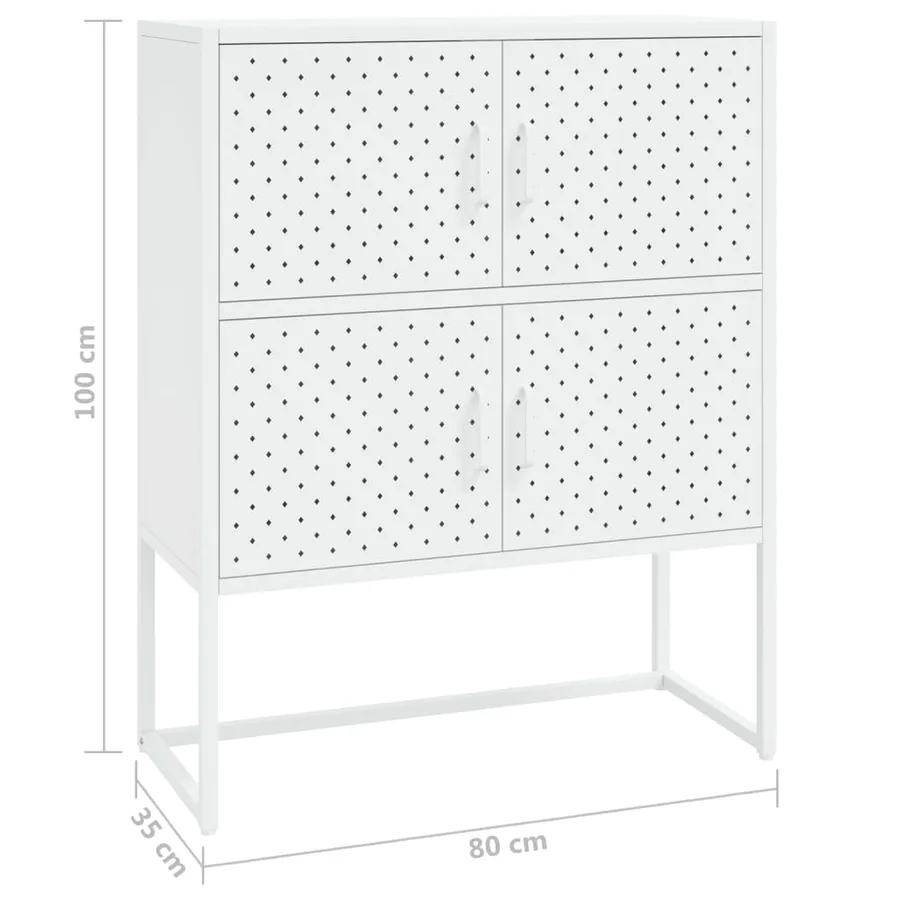 Buffet haut Blanc 80x35x100 cm Acier - 11