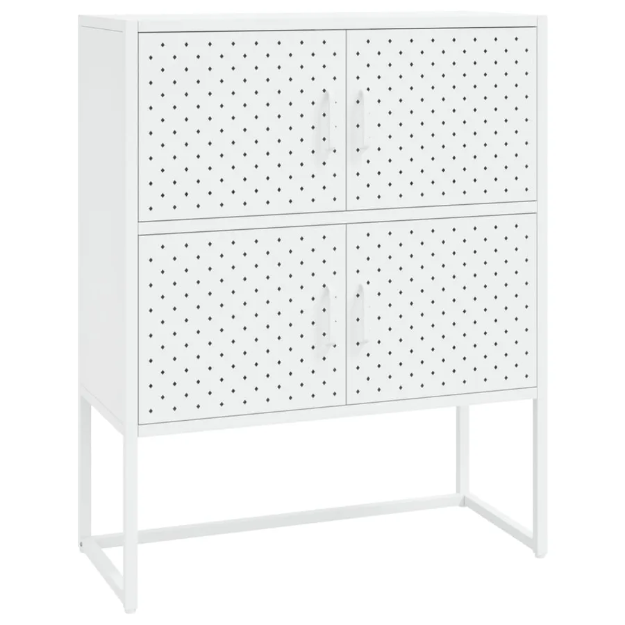 Buffet haut Blanc 80x35x100 cm Acier - 2