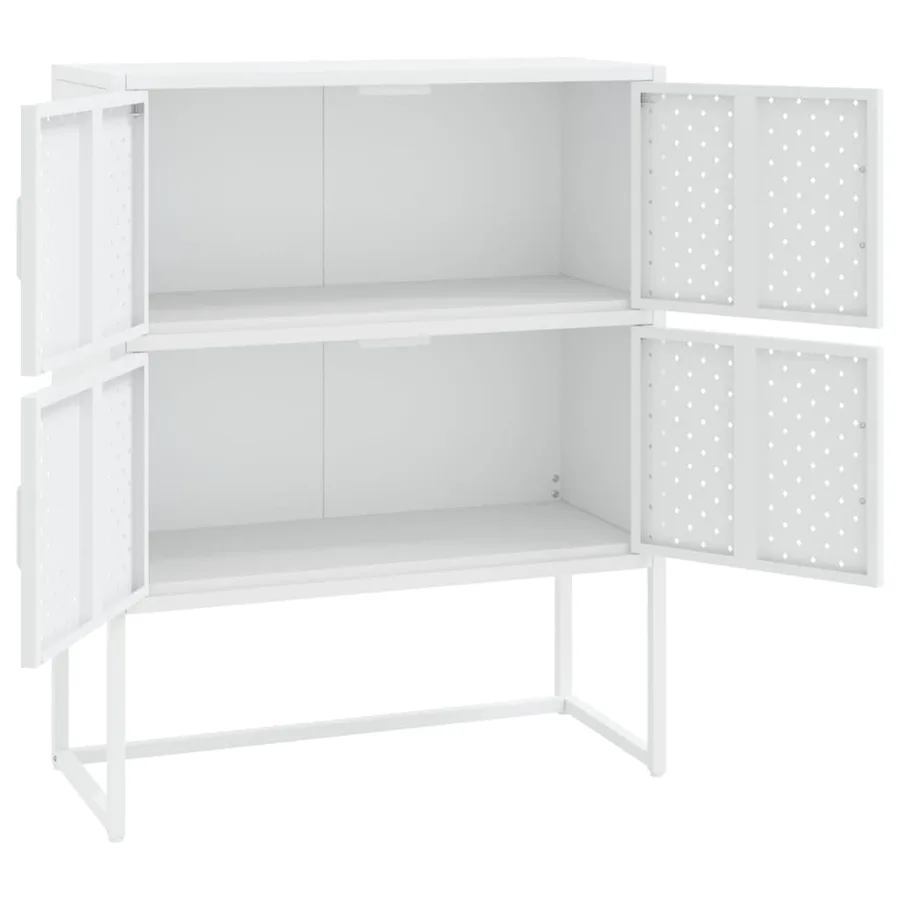 Buffet haut Blanc 80x35x100 cm Acier - 4