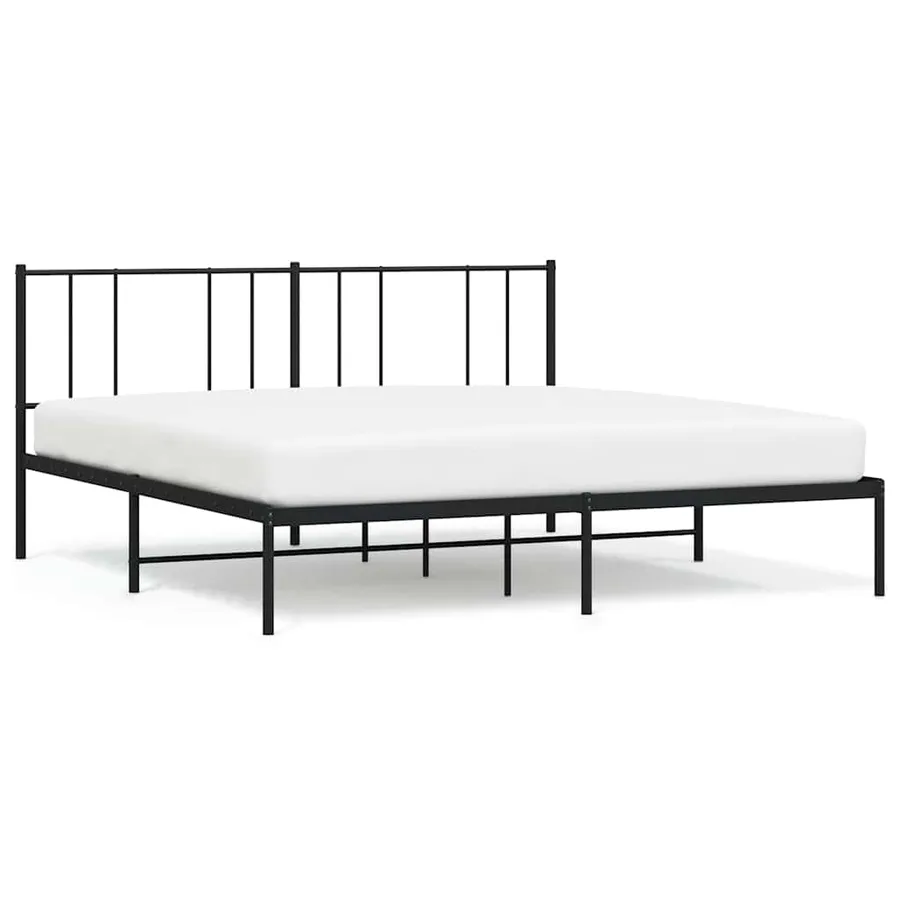 Cadre de lit métal sans matelas avec tête de lit noir 200x200cm - 2
