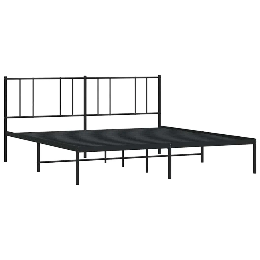 Cadre de lit métal sans matelas avec tête de lit noir 200x200cm - 3