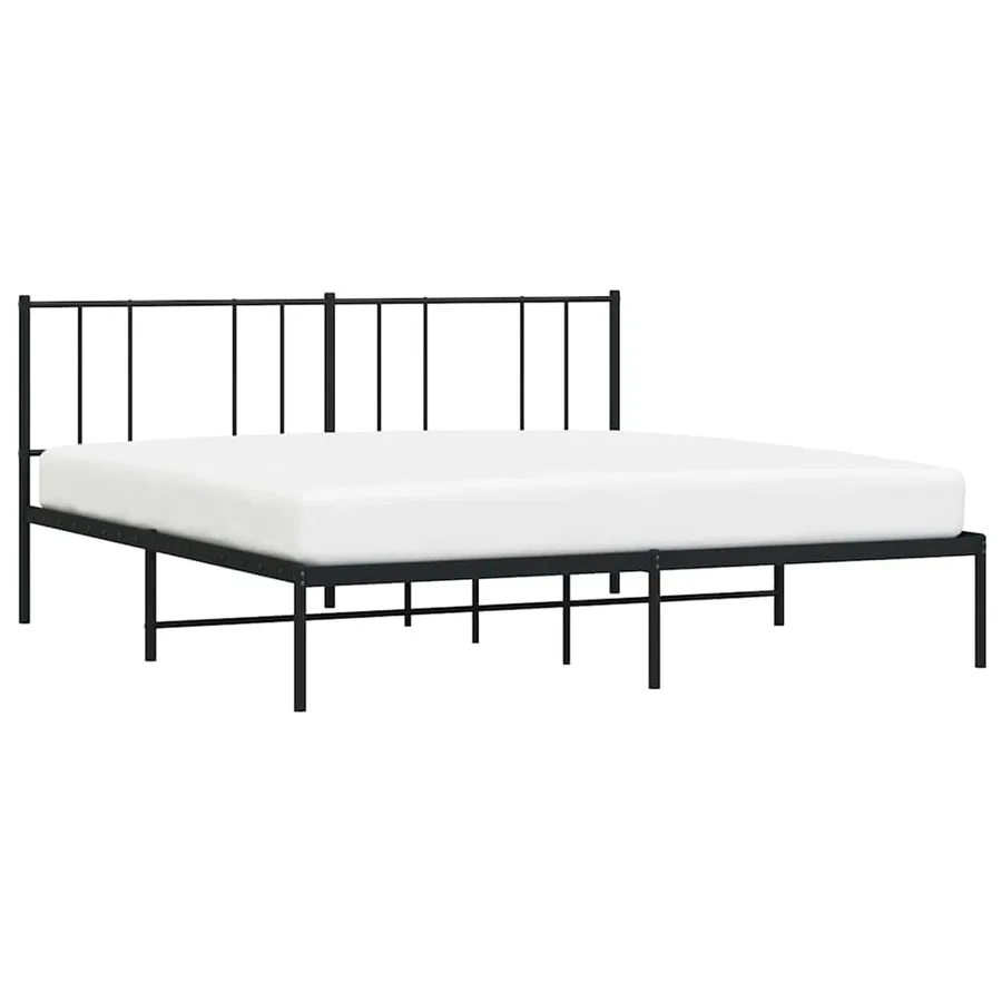 Cadre de lit métal sans matelas avec tête de lit noir 200x200cm - 5