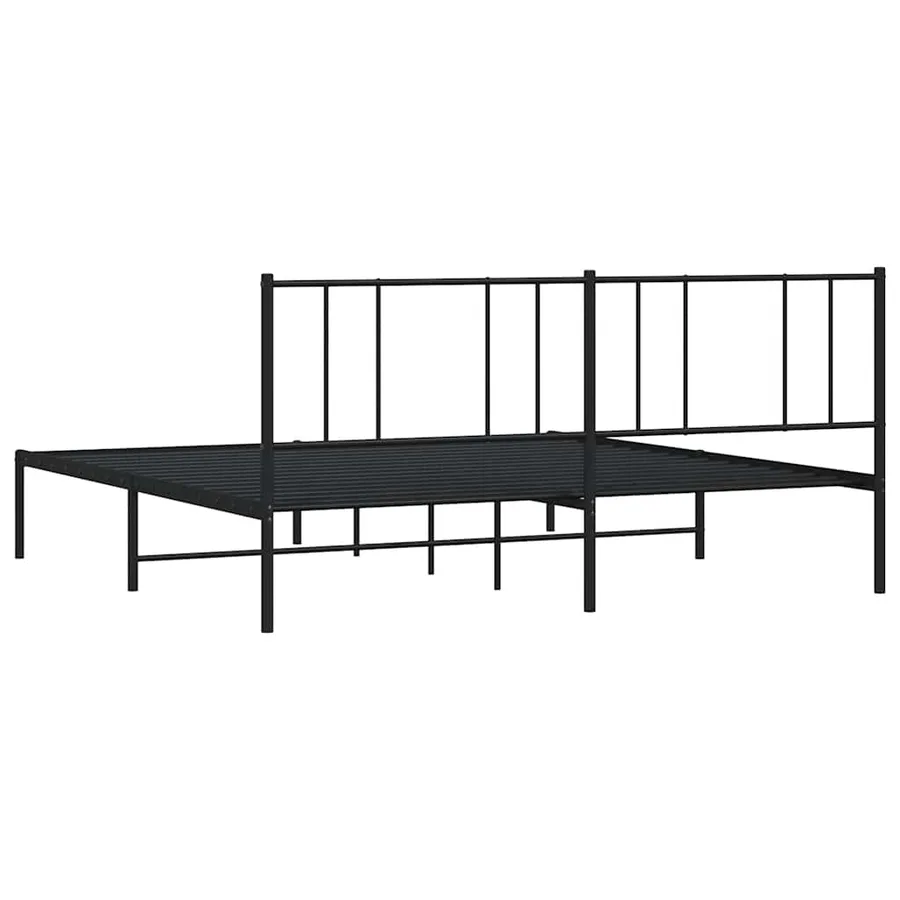 Cadre de lit métal sans matelas avec tête de lit noir 200x200cm - 8