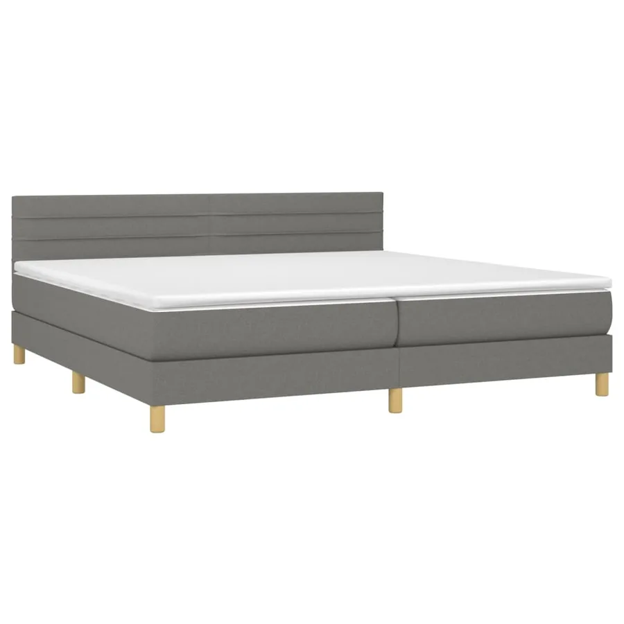 Sommier à lattes de lit et matelas et LED Gris foncé 200x200 cm - 4