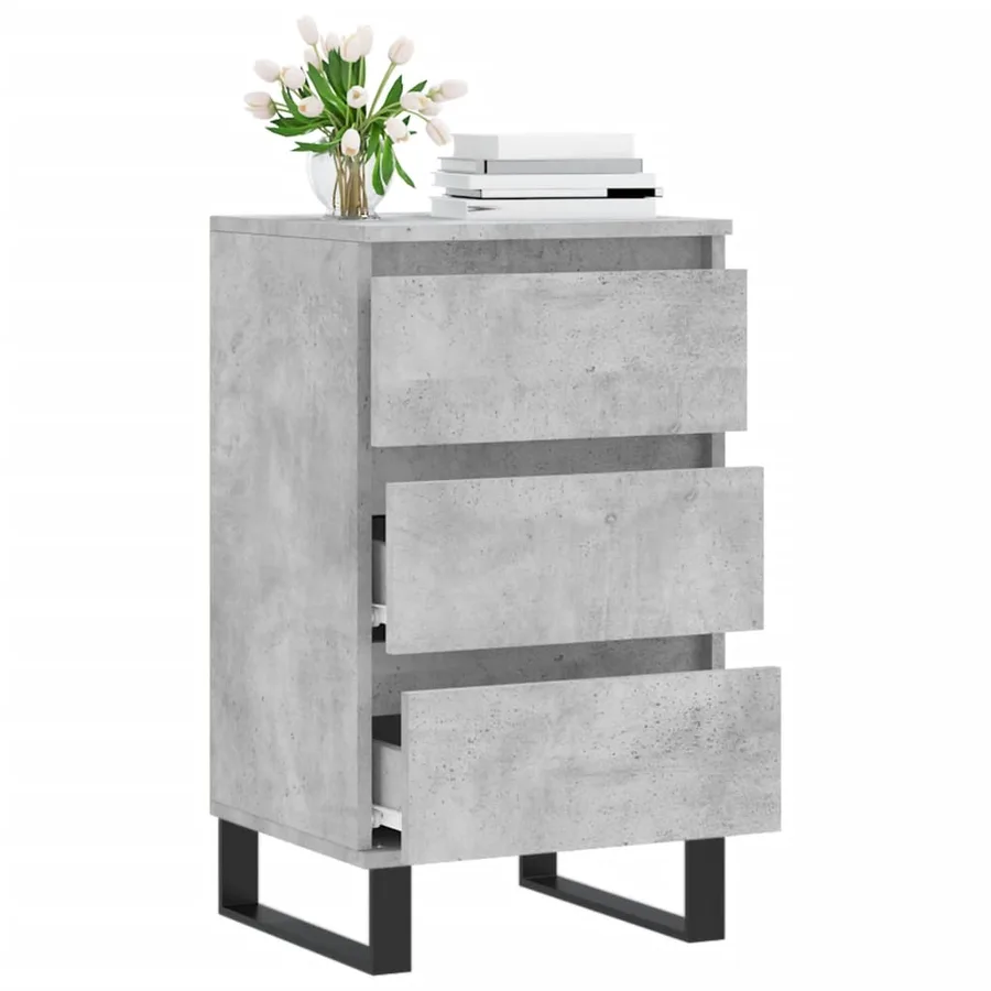 Buffet gris béton 40x35x70 cm bois d'ingénierie - 4