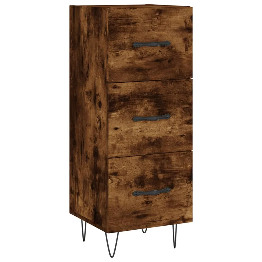 Buffet Chêne fumé 34,5x34x90 cm Bois d'ingénierie - 2