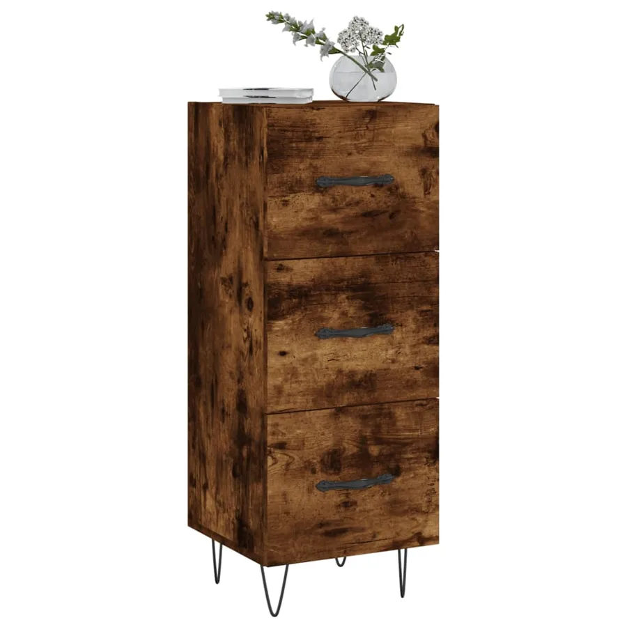 Buffet Chêne fumé 34,5x34x90 cm Bois d'ingénierie - 3