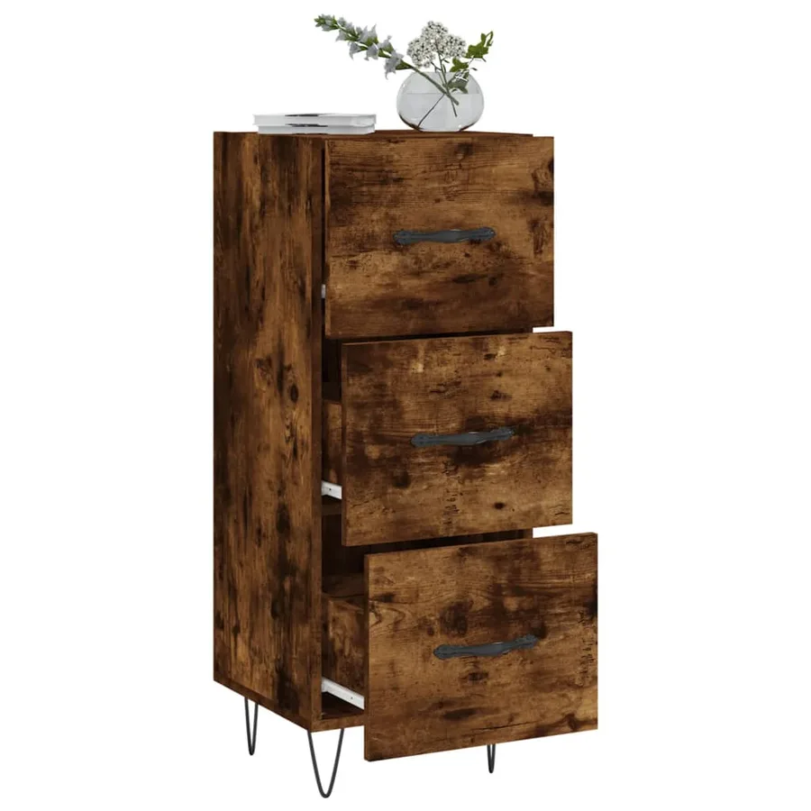 Buffet Chêne fumé 34,5x34x90 cm Bois d'ingénierie - 4