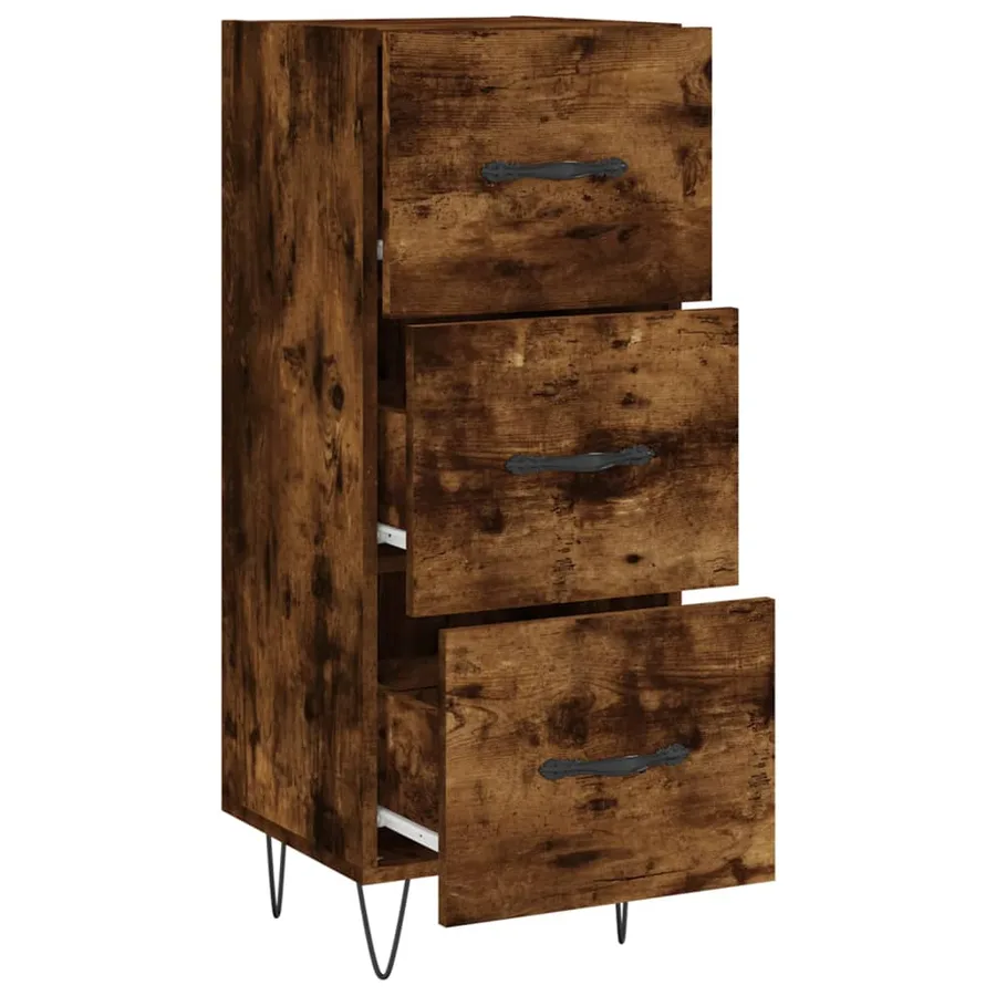 Buffet Chêne fumé 34,5x34x90 cm Bois d'ingénierie - 5