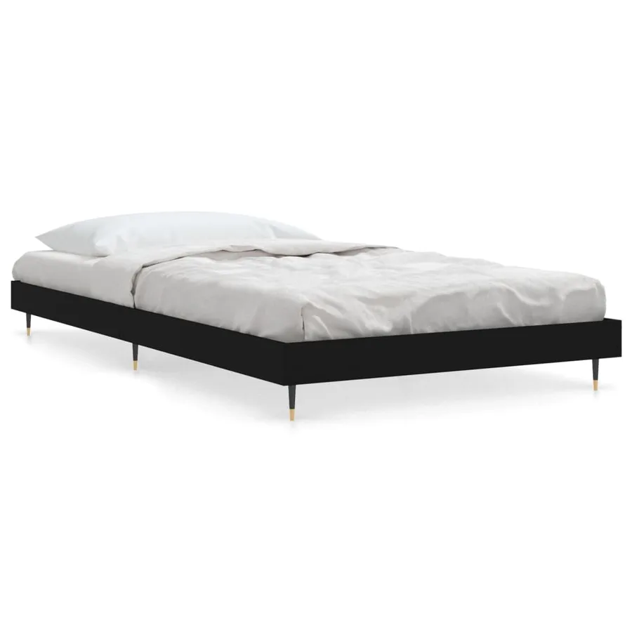 Cadre de lit sans matelas noir 90x200 cm bois d'ingénierie - 2