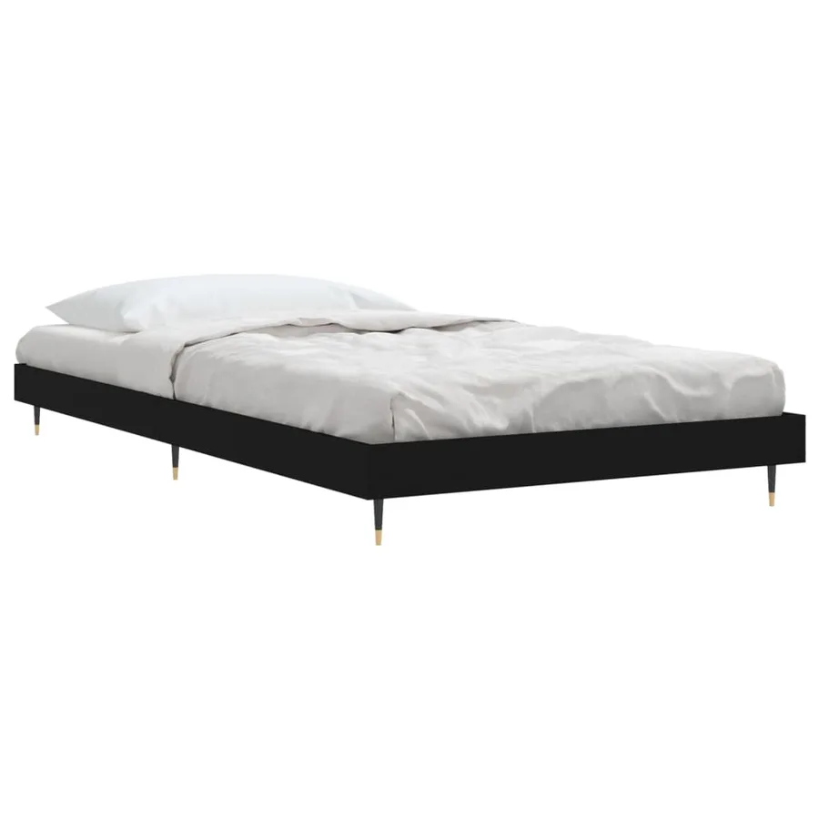 Cadre de lit sans matelas noir 90x200 cm bois d'ingénierie - 4