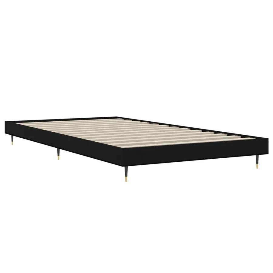 Cadre de lit sans matelas noir 90x200 cm bois d'ingénierie - 5