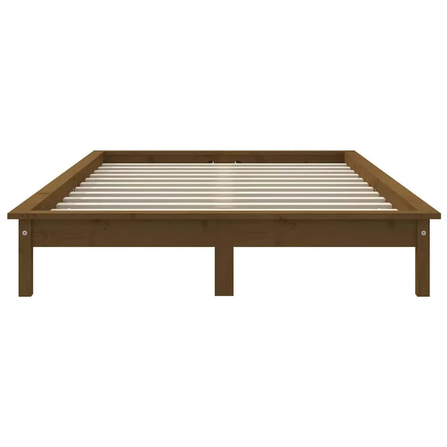 Cadre de lit sans matelas marron miel 140x190 cm bois massif - 5
