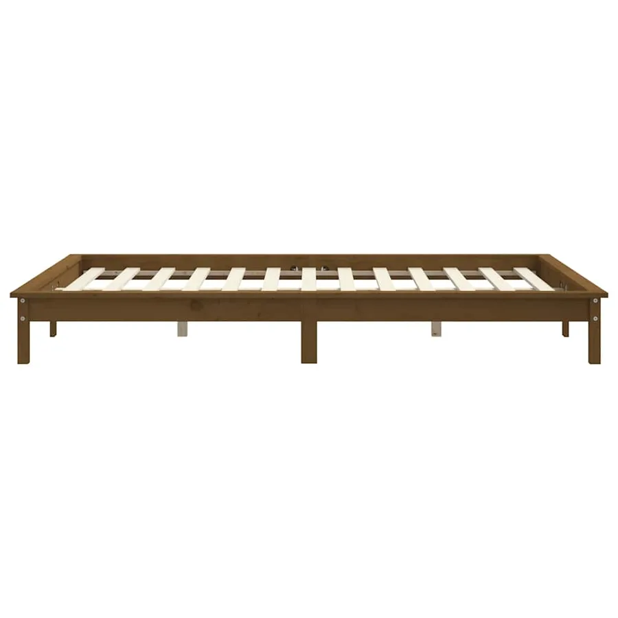 Cadre de lit sans matelas marron miel 140x190 cm bois massif - 6