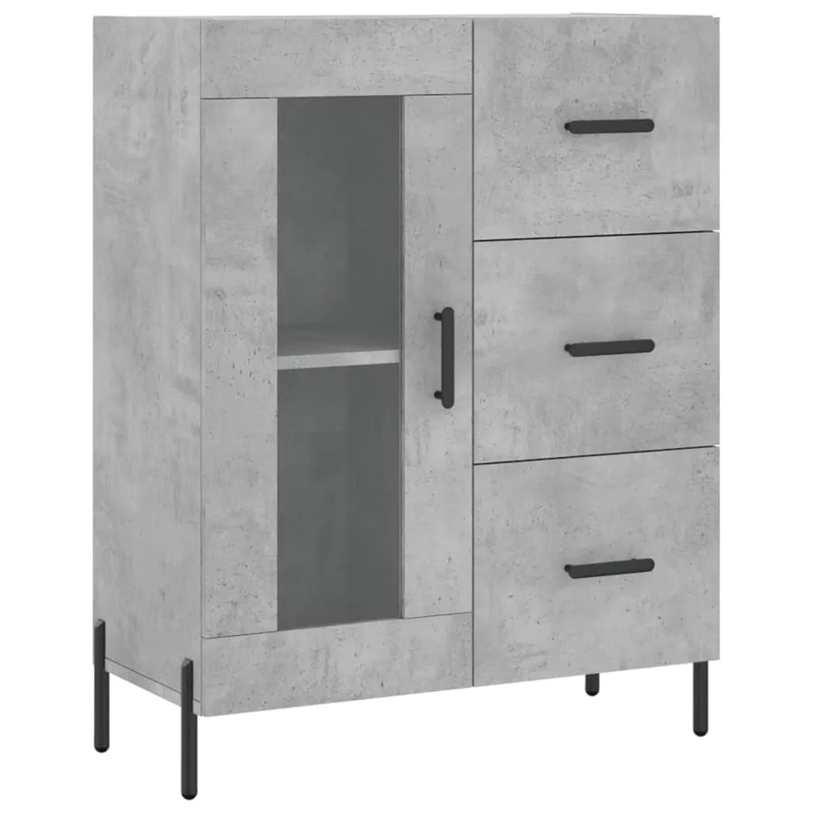 Buffet gris béton 69,5x34x90 cm bois d'ingénierie - 2
