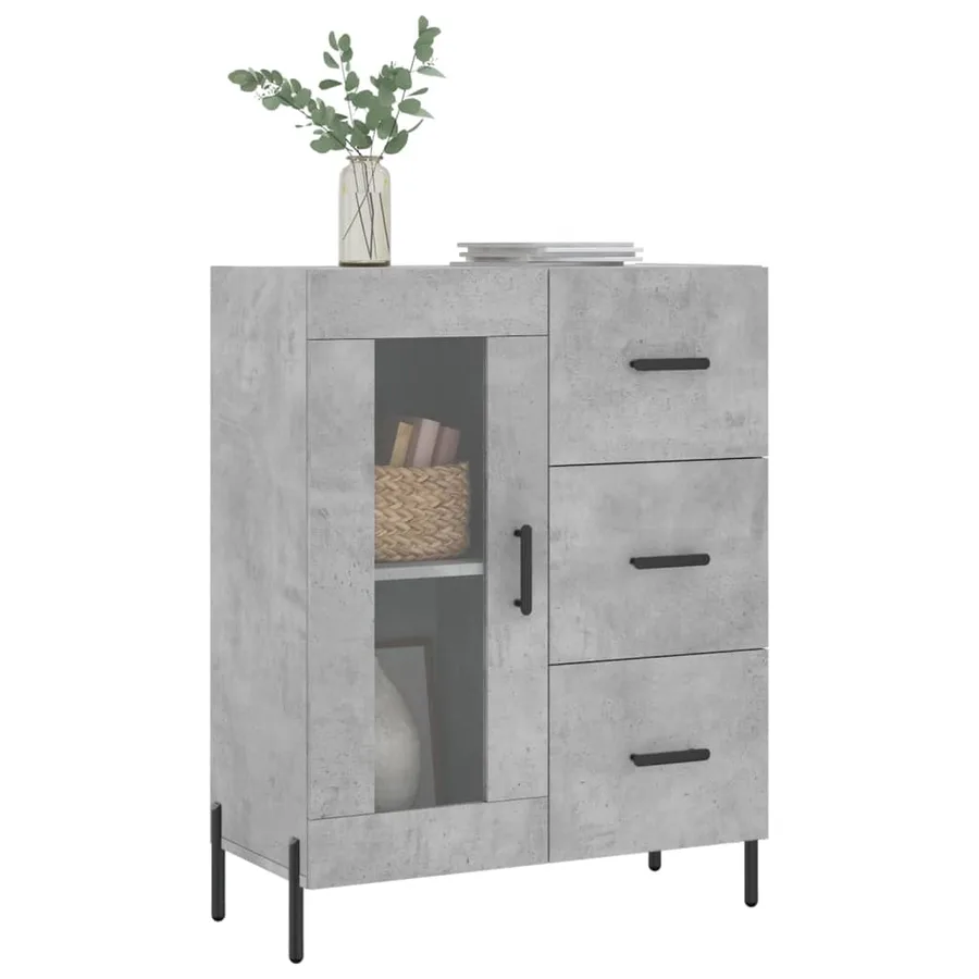 Buffet gris béton 69,5x34x90 cm bois d'ingénierie - 3
