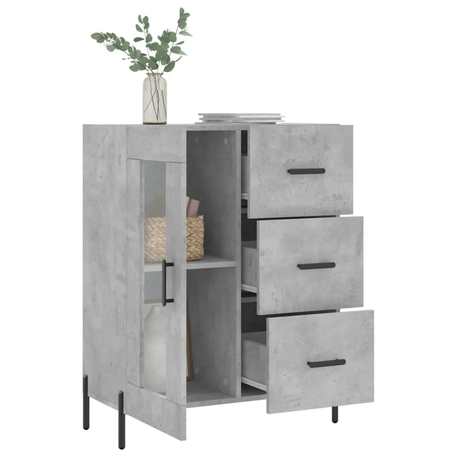 Buffet gris béton 69,5x34x90 cm bois d'ingénierie - 4