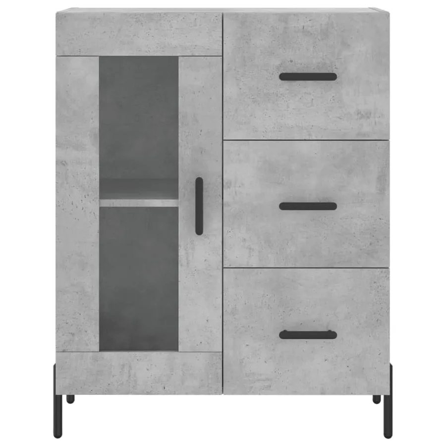 Buffet gris béton 69,5x34x90 cm bois d'ingénierie - 5