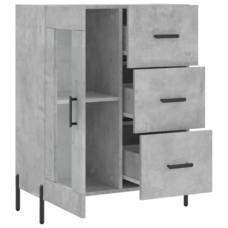 Buffet gris béton 69,5x34x90 cm bois d'ingénierie - 6