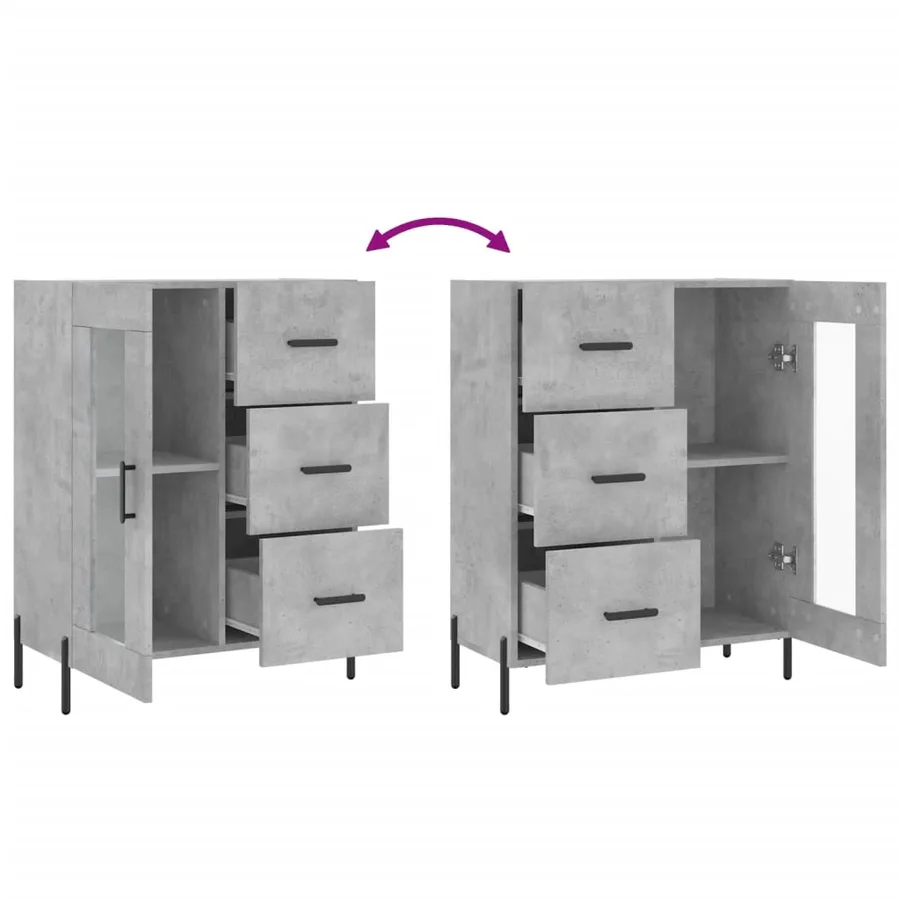 Buffet gris béton 69,5x34x90 cm bois d'ingénierie - 9
