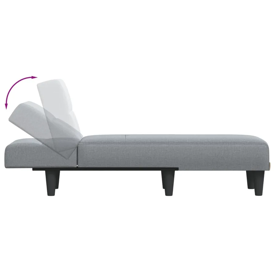 Chaise longue gris clair tissu - 6