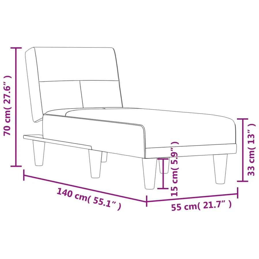 Chaise longue gris clair tissu - 9