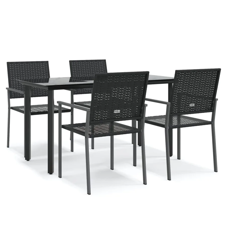 Ensemble à manger de jardin 5 pcs résine tressée acier - 2
