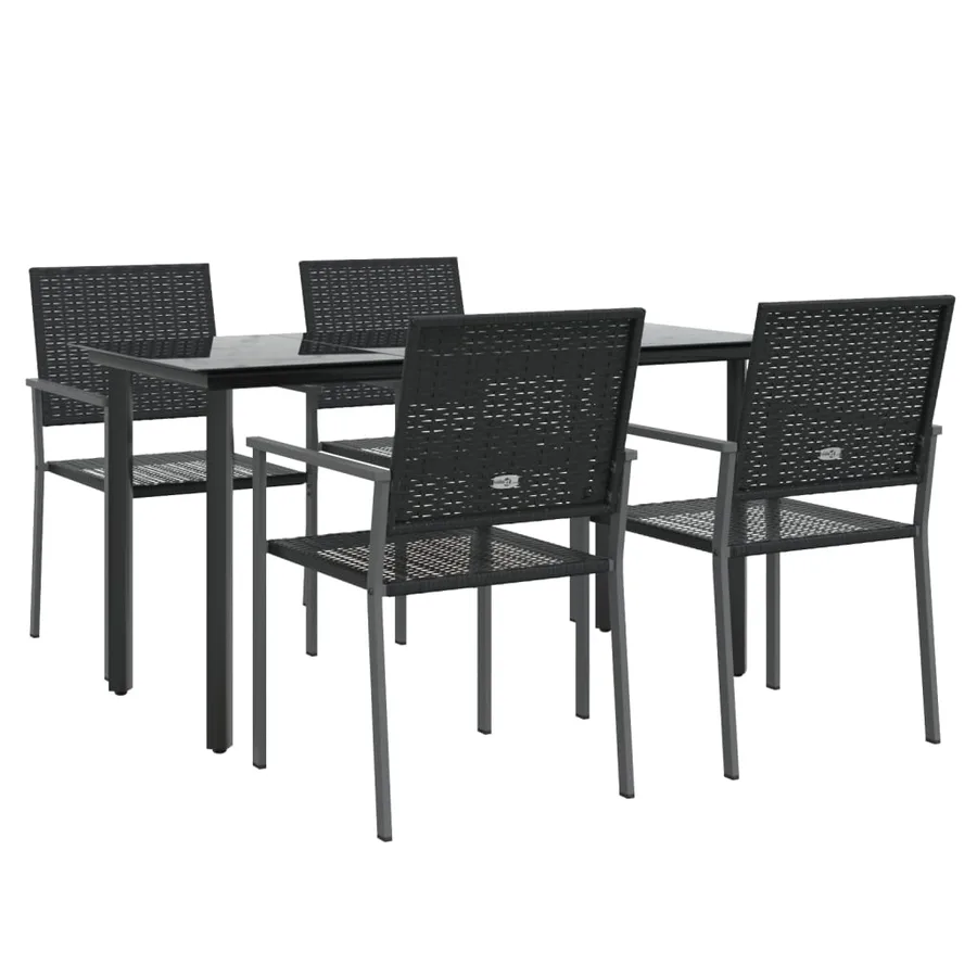 Ensemble à manger de jardin 5 pcs résine tressée acier - 3
