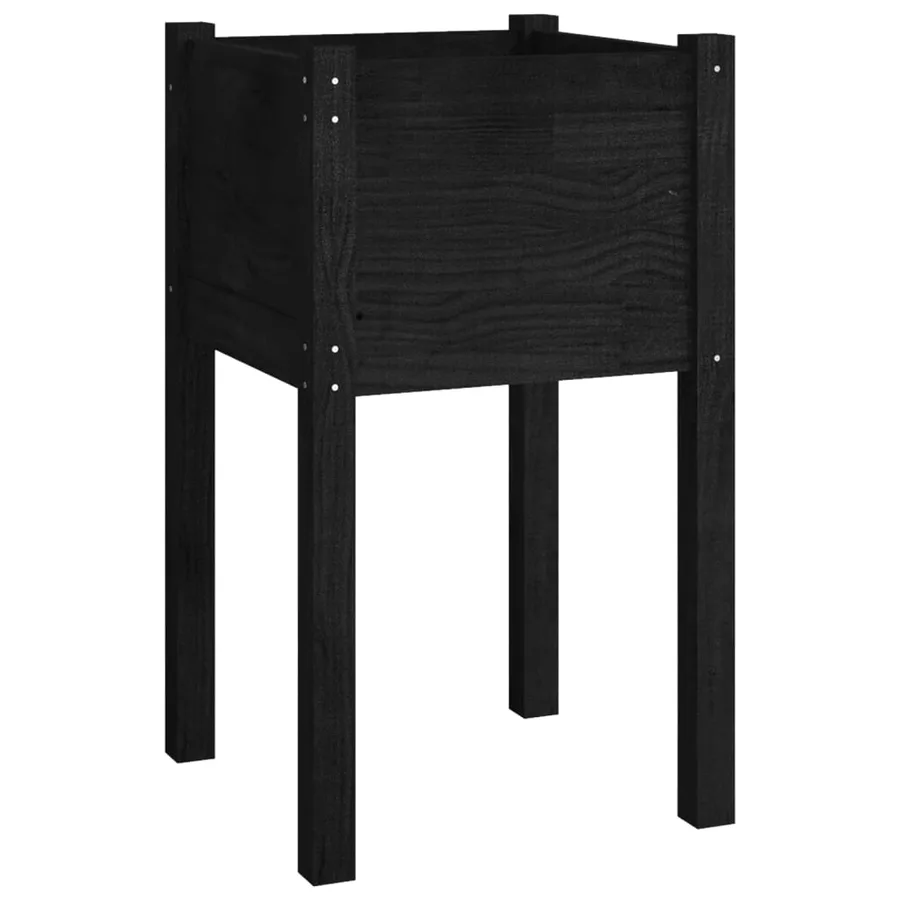 Jardinière d'extérieur Noir 40x40x70 cm Bois de pin massif - 2