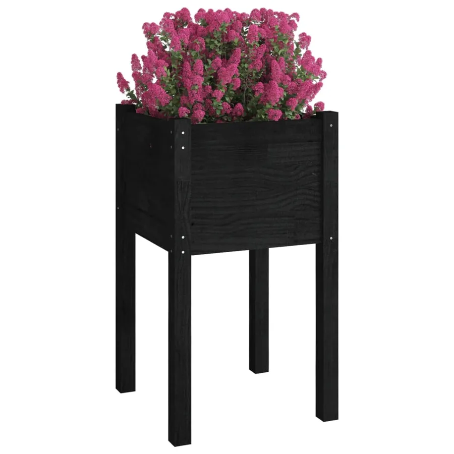 Jardinière d'extérieur Noir 40x40x70 cm Bois de pin massif - 3