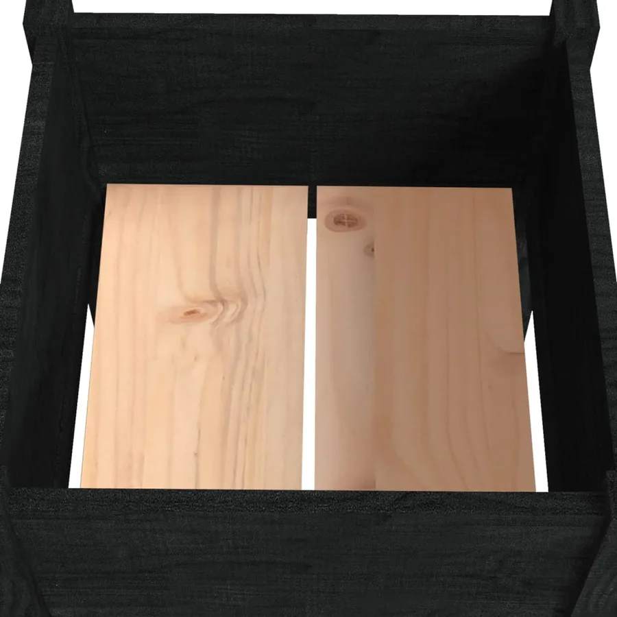 Jardinière d'extérieur Noir 40x40x70 cm Bois de pin massif - 5