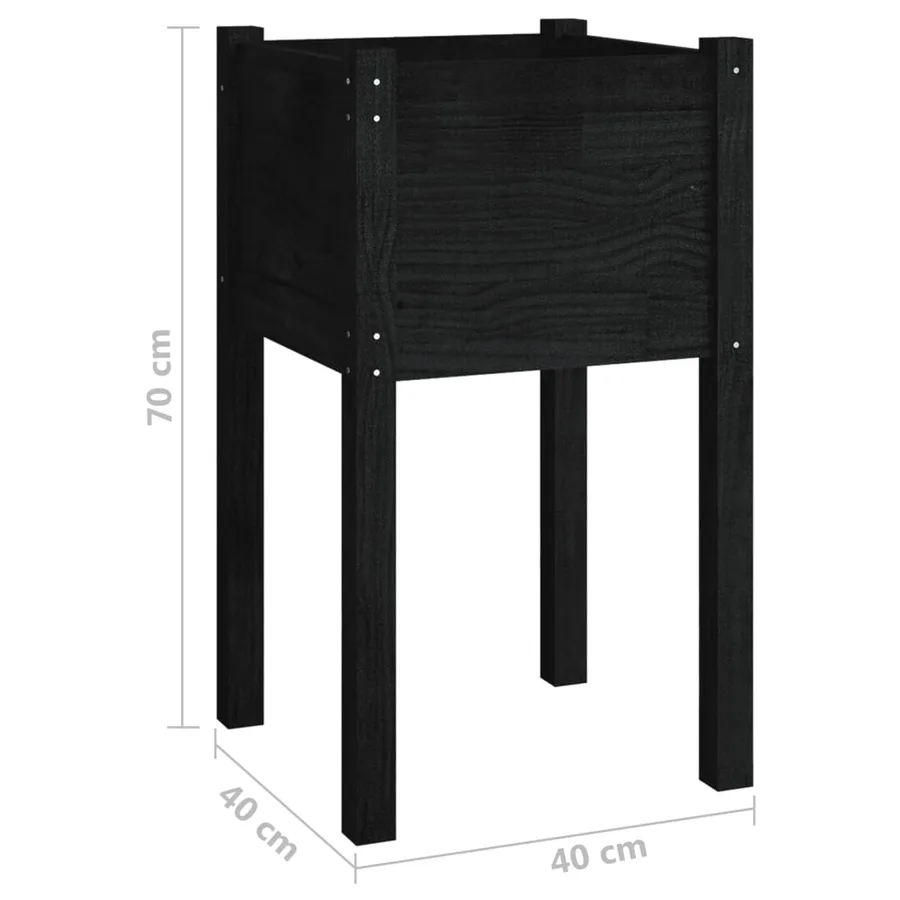 Jardinière d'extérieur Noir 40x40x70 cm Bois de pin massif - 7