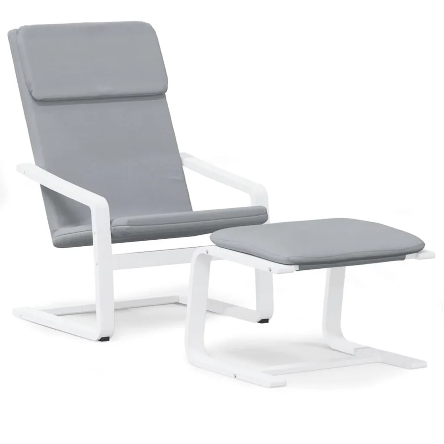 Chaise de relaxation avec repose-pied Gris clair Tissu - 2