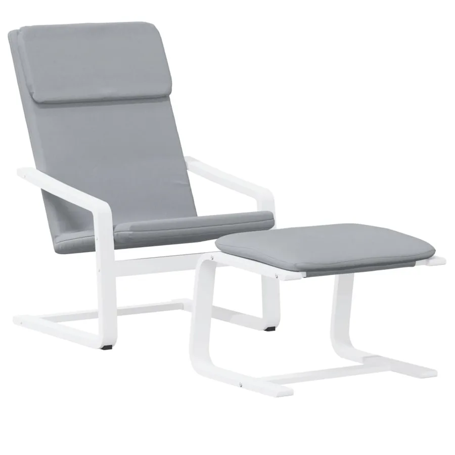 Chaise de relaxation avec repose-pied Gris clair Tissu - 3