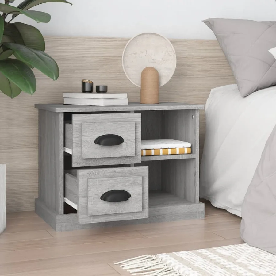 Table de chevet sonoma gris 60x35,5x45 cm - 3