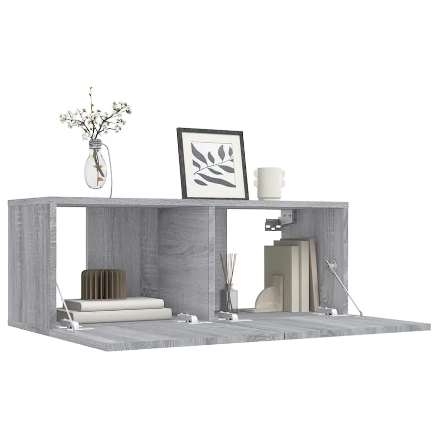 Meuble TV sonoma gris 80x30x30 cm bois d'ingénierie - 8