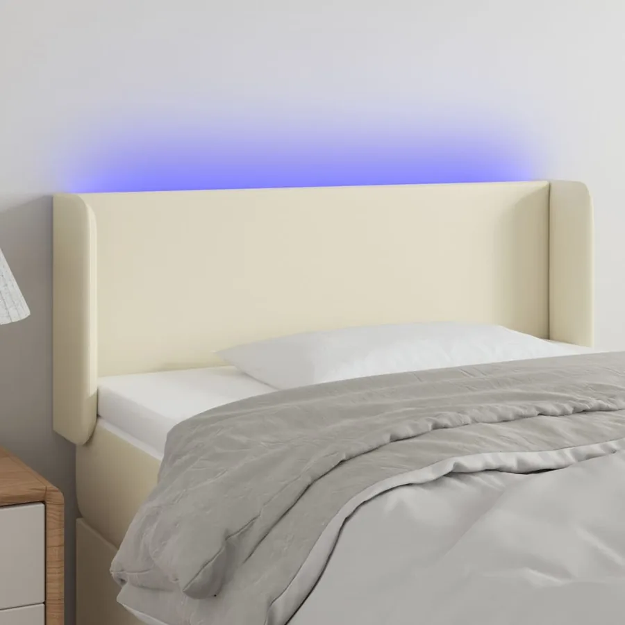 Tête de lit à LED Crème 83x16x78/88 cm Similicuir