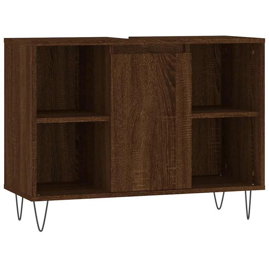 Armoire salle de bain chêne marron 80x33x60cm bois d'ingénierie - 2