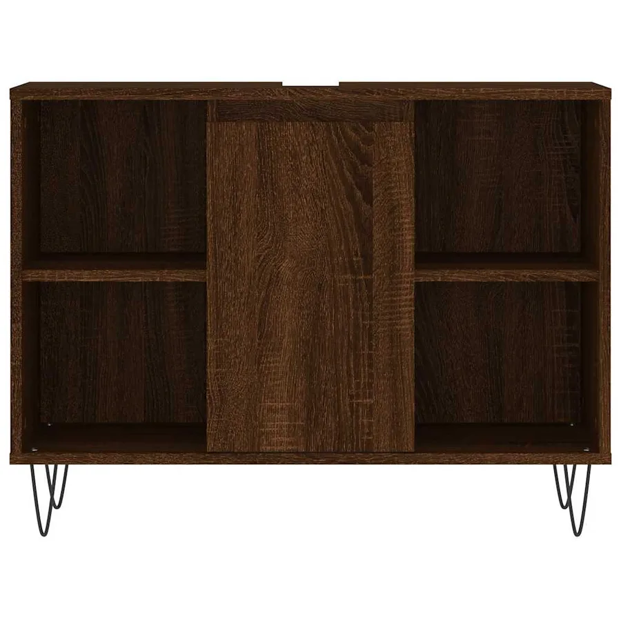 Armoire salle de bain chêne marron 80x33x60cm bois d'ingénierie - 5