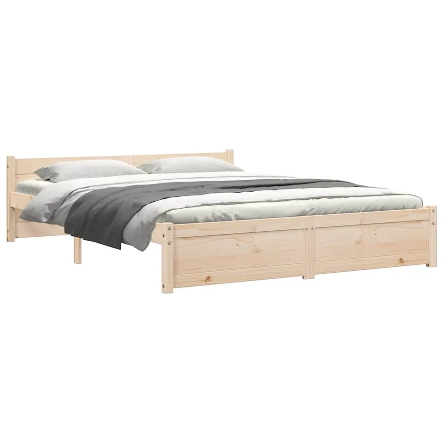 Cadre de lit sans matelas bois massif 135x190 cm - 7
