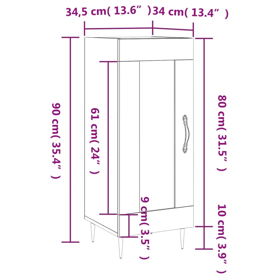 Buffet Gris béton 34,5x34x90 cm Bois d'ingénierie - 13