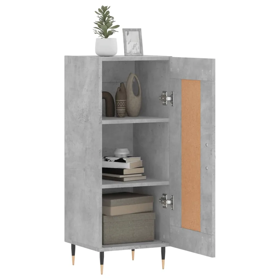 Buffet Gris béton 34,5x34x90 cm Bois d'ingénierie - 4